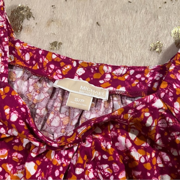 NWT Michael Kors Short Sleeve Pink Orange White Cotton Top - Picture 4 of 7